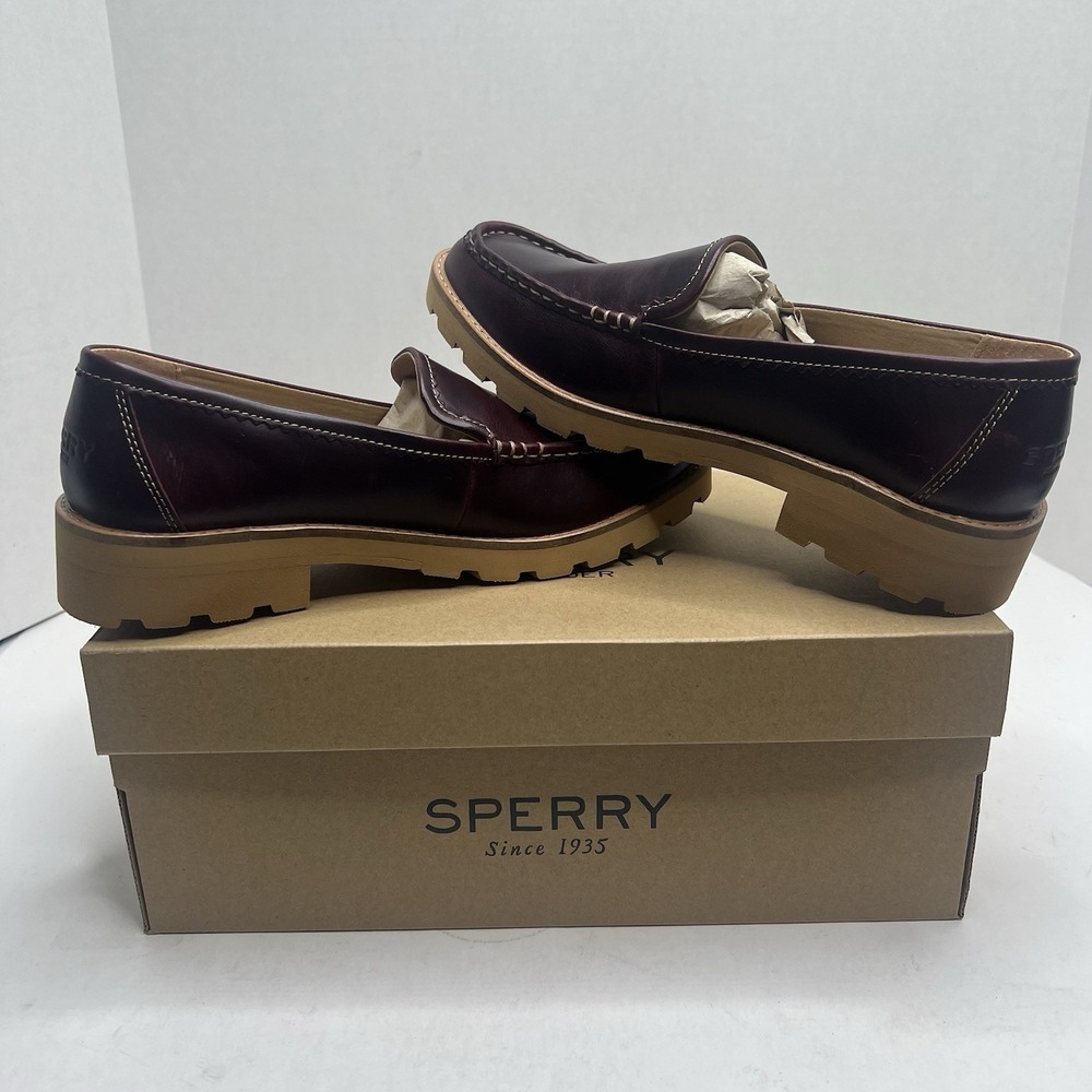 Sperry Top-Sider A/O Lug Loafer Women’s 8 M Wine Leather Platform Shoes NIB